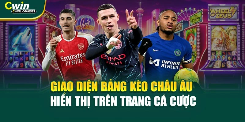 Giao diện bảng kèo châu Âu hiển thị trên trang cá cược